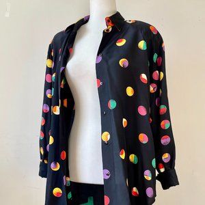 Vintage Eclectic Multi Colour Ladies Blouse by COMO STUDIO Size 10